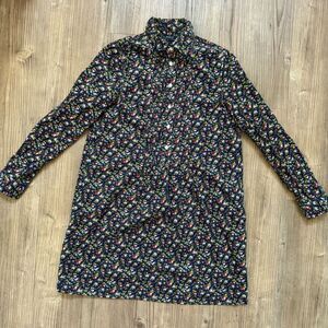 Polo Ralph Lauren Blue Floral Corduroy Long Sleeves Shirtdress Size 14